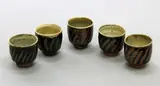Mashiko Pottery, Five yunomi (teacups) attributed to Hamada Shoji