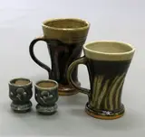Mashiko Pottery, Two matched mugs in the style of Hamada Shoji