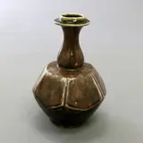Japanese Studio Pottery, Hexagonal vase in the manner of Kawai Takeichi, stoneware with flambglaze