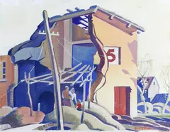 John Ritchie, Bombed Railway Building, Caserta, Southern Italy, watercolour