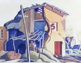 John Ritchie, Bombed Railway Building, Caserta, Southern Italy, watercolour