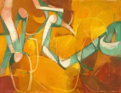 John Ritchie, Encounter of Pine Branches, oil and mixed media on Masonite