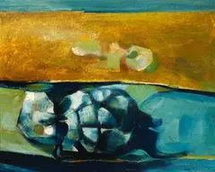 John Ritchie, Recumbent Forms - Long Bay, oil and mixed media on board