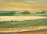 John Ritchie, Wind and Wave, Kuaotunu Beach, oil on board