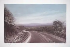 June Ritchie, Turoa Downhill, etching, a/p