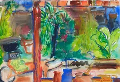 Jane Evans, Study No. 8, In the Garden, gouache on paper
