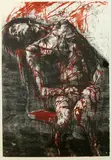 Sam Harrison, Seated Christ, woodcut on Fabriano, 2/16