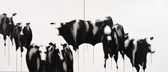 Mike Petre, Field Study 5, ink, graphite, oil and acrylic on canvas, diptych, 2002
