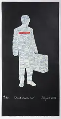 Michelle Bryant, Christchurch Man, oil relief print on hand painted paper, 4/40