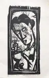 Nigel Brown, Christmas Child, black and white woodcut, 6/10