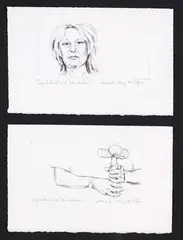 Self-portrait with Blue Balloon I and 2 by Mary McIntyre, lithographs, a/p, offered Dec 2020