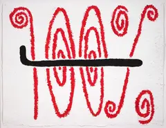 1 by Peter Robinson, oil stick, acrylic and bitumen on paper, offered Nov 2020