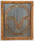 Ralph Hotere, Untitled, blowtorched baby iron in original driftwood frame