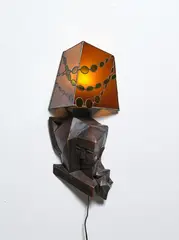 Untitled by Terry Stringer, cast bronze, leadlight shade and light fitting, 3/3, sold Nov 2020