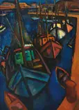 Rudolf Gopas, Lyttleton Harbour, oil on board