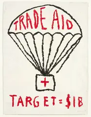 Trade Aid by Peter Robinson, mixed media on paper, sold Sep 2020