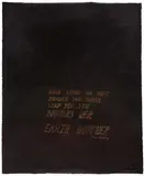 Ralph Hotere, Each stone you shift / Branch you break / Leaf you stir / Bruises her / Earth Mother, mixed media on paper