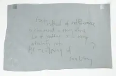 Lionel Budd, 1st method of indifference is the mind a thing which Is of matter or a thing which Is not the realizing of reality?, oilstick, acrylic and duct tape on blind