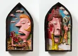 Jim Cooper, Blood on Our Hands, polychrome, low-fire glazed terracotta, two parts