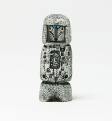 Ted Dutch, Signaller Figure, earthenware with two coloured enamelled medallions