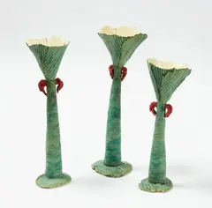 Raewyn Atkinson, Untitled – Nikau Forms, glazed ceramic, three pieces