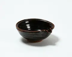 Large pouring bowl by Len Castle, stoneware with tenmoku glaze, sold Jun 2020
