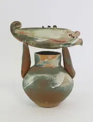 Steve Fullmer, Untitled – Vase with Fish, painted earthenware