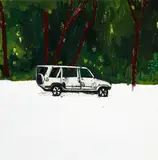 Richard Lewer, Burnt out Car, Titirangi Beach, oil and sand on canvas