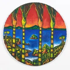 Dean Buchanan, Untitled – Coastal View, oil on hessian