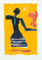 Untitled by Pat Hanly, lithograph with hand-applied oil paint, sold Jun 2020
