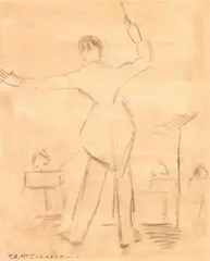 T. A. McCormack, Rehearsal, graphite and wash on paper