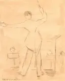 T. A. McCormack, Rehearsal, graphite and wash on paper