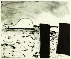 Colin McCahon, Moby Dick is Sighted off Muriwai, lithograph, 66/200