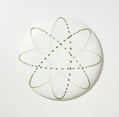 Elizabeth Thomson, Astrophysics III, No. I, gesso on shaped board with applied enamel on lost-wax, cast bronze