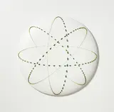 Elizabeth Thomson, Astrophysics III, No. I, gesso on shaped board with applied enamel on lost-wax, cast bronze