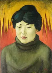 Yasuko by Edward (Ted) Bullmore, oil and tempera on board, offered May 2020