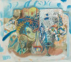 Frances Hodgkins, Walled Garden with Convovulus, gouache, 1942 – 1943