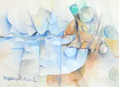 Manukau 2 by Colin McCahon, watercolour and gouache on paper, offered Nov 2019