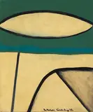 Colin McCahon, South Canterbury Landscape, synthetic polymer paint on board