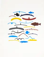 Fish Years by Richard Killeen, acrylic on paper, sold Nov 2019