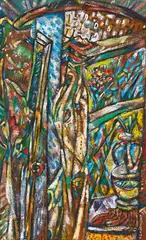 Philip Clairmont, Corner of the Bedroom Window, oil on jute laid onto board