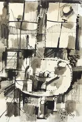 Keith Patterson, Abstract Scheme, ink and wash on paper