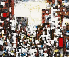 Untitled by Ted Dutch, mixed media on board, sold Sep 2019