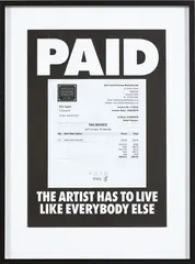 PAID by Billy Apple, silkscreen print with John Leech Framing Workshop invoice attached, sold Sep 2019
