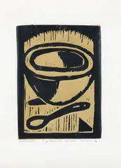 Nigel Brown, Sustenance, woodcut, gold edition, 1/10