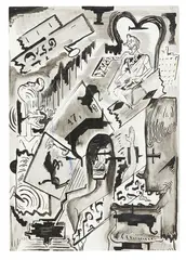 Horoscope 2 by Bill Hammond, mixed media on paper, offered Sep 2019