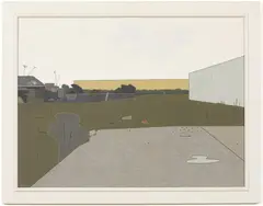 Imports storage, South Auckland by Desmond W. Helmore, oil on board, offered Sep 2019