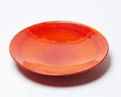 Graham Ambrose, Large bowl, earthenware with rich orange sun glaze