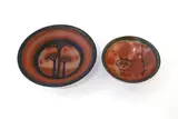 Rosemary Brittain, Two bowls, stoneware with painted decoration on a pink ground