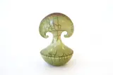 Ces Thomas, Small raku fired form, with crackled green glaze